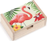 Christening Favor with Box Flamingo made of Wood