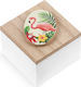 Taufgeschenk mit Schachtel Flamingo aus Holz 6.6cm