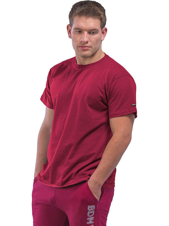 Bodymove Tricou pentru bărbați cu mâneci scurte Burgundia