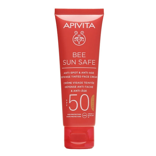 Apivita Bee Sun Safe Anti-spot & Anti-age Αδιάβροχη Αντηλιακή Κρέμα Προσώπου SPF50 με Χρώμα Tinted 50ml