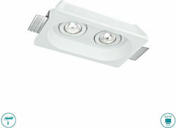 Fan Europe Morganaq2 Parallelogram Plaster Recessed Ceiling Spot with GU10 Bulb Base White 25.5x15.5cm