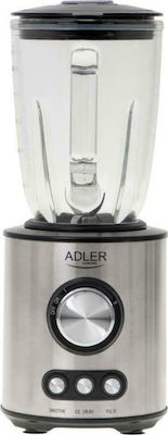 Adler Μπλέντερ για Smoothies με Γυάλινη Κανάτα 1.5lt 1700W Inox