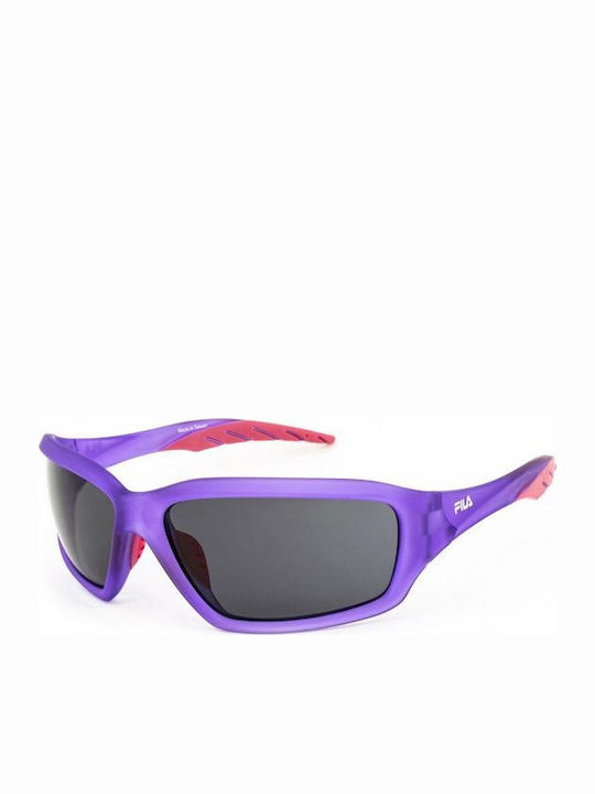 Fila Men's Sunglasses with Purple Plastic Frame and Gray Lens SF202 C6
