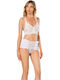 Moongirl Dantelat Set de Lenjerie Bralette cu Boxeri Alb Olivia