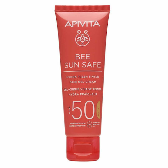 Apivita Bee Sun Safe Hydra Fresh Gel de Față Waterproof cu Protecție Solară SPF50 cu Pigment 50ml