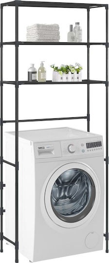 vidaXL Επιδαπέδια Ραφιέρα Μπάνιου Inox με 3 Ράφια 69x28x169cm Μαύρη Μαύρη