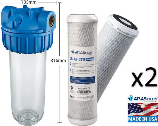 Atlas Filtri Senior Plus 3P AFO SX AS Sistem de Filtrare a Apei Singur Sub blat / Alimentare centrală Filtru cu Diafragmă 3/4'' cu Filtru de Schimb Atlas Filtri CB-AF CTO 10SX 5μm