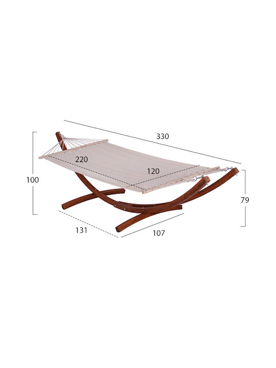 Freebox Double Hammock with Stand Ecru 330x120cm