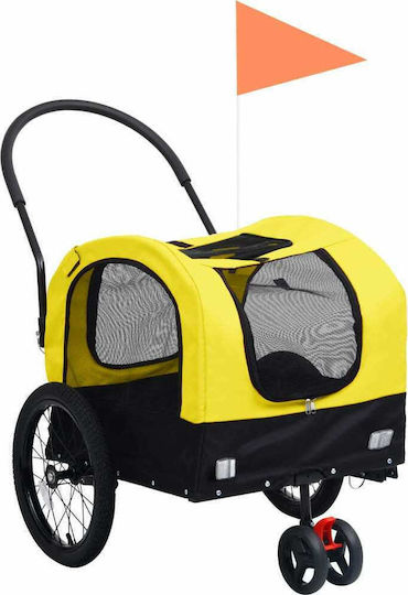vidaXL Fahrradanhänger für Hunde Gelb L143xB63.5xH103cm.
