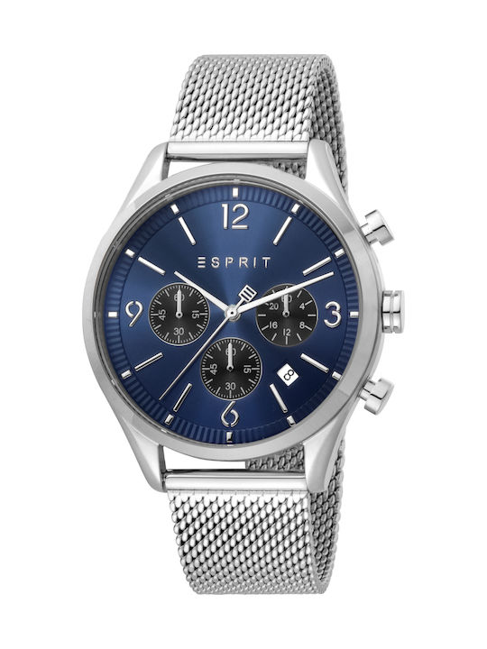 Esprit Ceas bărbat 42mm cu baterie cu brățară din metal argintie