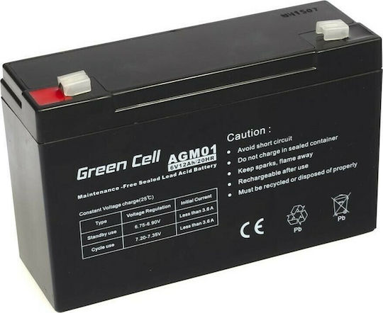 Green Cell Батерия UPS с Капацитет 12Ах и Напрежение 6V AGM01 1бр