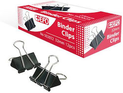 +Efo Clip Metallic 32mm Black 12pcs