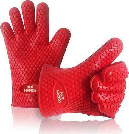 Ofenhandschuh-Set Silikon in Rot Farbe 2Stück