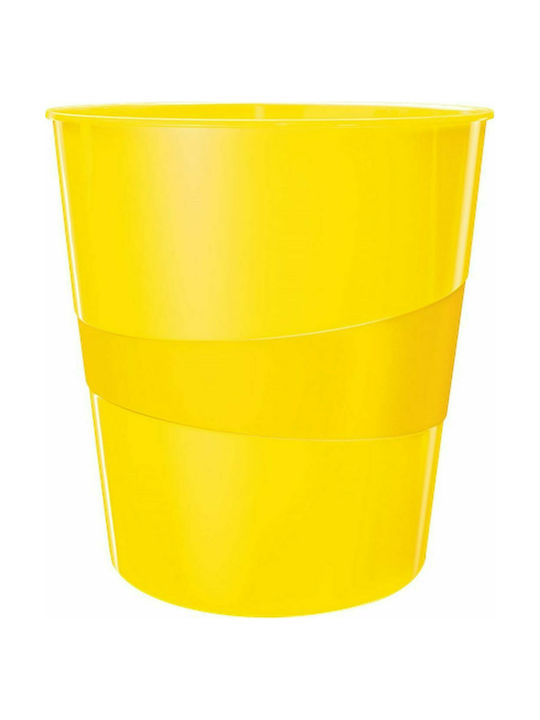 Leitz Wow Office Plastic Waste Bin 15lt Yellow