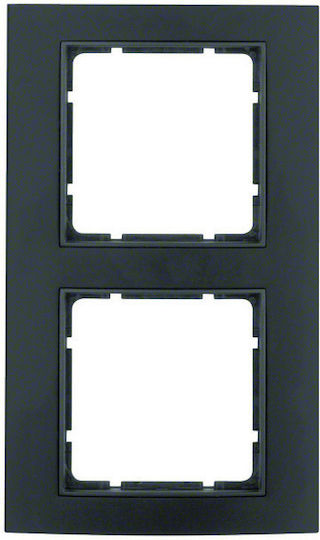 Hager B.3 Switch Frame 2 Positions Vertical Installation with Anthracite Decorative in Black Color 10123005