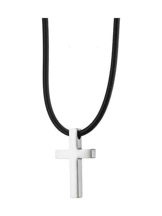 Ανδρικός σταυρός ατσάλι 316L ασημί Art 01280