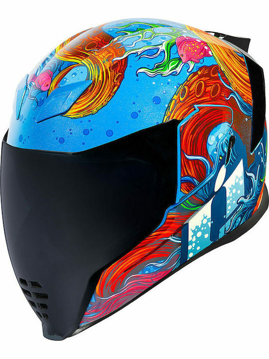 Icon Airflite Inky Full Face Helmet with Sun Visor DOT / ECE 22.05 Blue 0101-1205