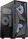 Aerocool Glider Acrylic v2 Gaming Midi Tower Κουτί Υπολογιστή με Πλαϊνό Παράθυρο και RGB Φωτισμό Μαύρο
