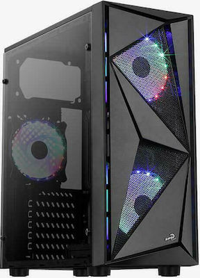 Aerocool Glider Acrylic v2 Gaming Midi Tower Κουτί Υπολογιστή με Πλαϊνό Παράθυρο και RGB Φωτισμό Μαύρο