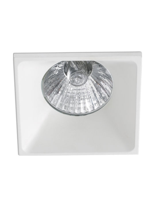 Faro Barcelona Pătrat Metalic Spot Încorporat cu Soclu GU10 Alb 7.5x7.5cm. 1buc