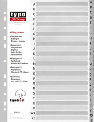 Typotrust Πλαστικά Ευρετήρια για Έγγραφα A4 με Τρύπες 24τμχ Λατινικά Α-Ζ