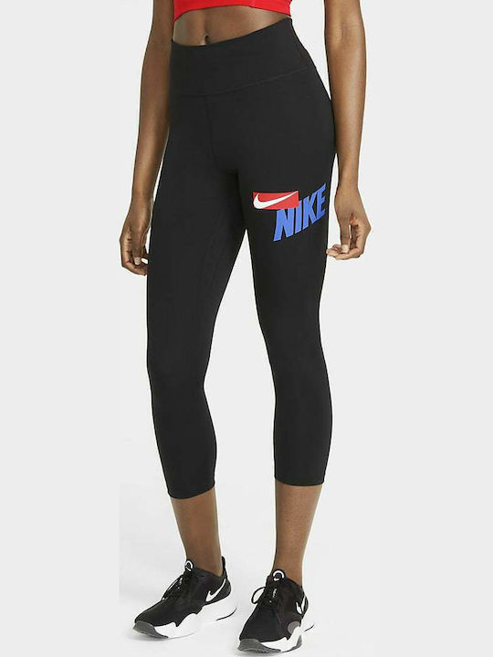Dri-Fit One Running Γυναικείο Capri Κολάν Μαύρο