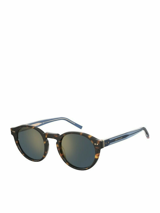 Tommy Hilfiger Men's Sunglasses with Brown Tartaruga Plastic Frame and Gold Mirror Lens TH1795/S 086/K1