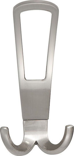 Roline Wall Hanger Metal 2 Hooks Nickel Matte 6x12.5cm
