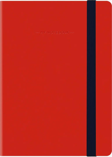 Legami Milano Notebook Small Σημειωματάριο A6 96 Φύλλων Ριγέ με Λάστιχο Κόκκινο
