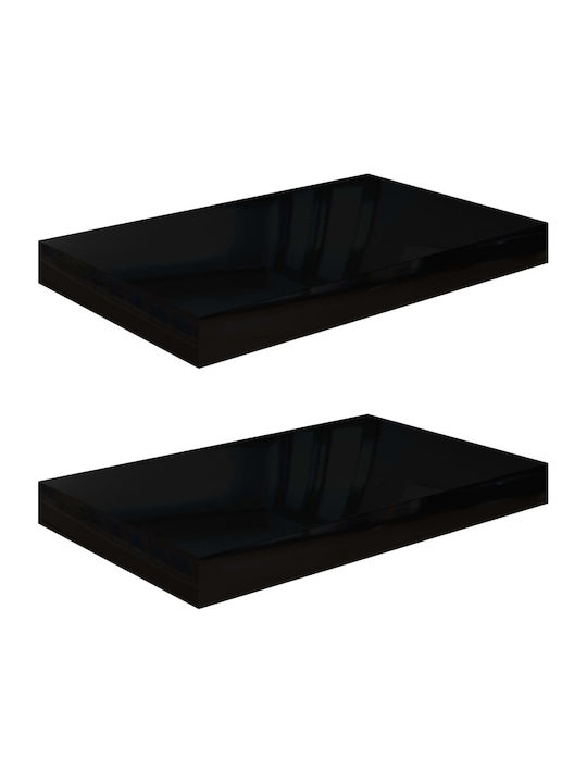 Shelves Wall S/2 Glossy Black 2pcs 40x23x3.8cm