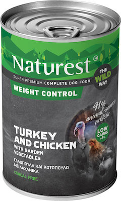 Naturest Weight Control Canned Diet / Grain Free Wet Dog Food with Turkey, Chicken and Vegetables 1 x 400gr