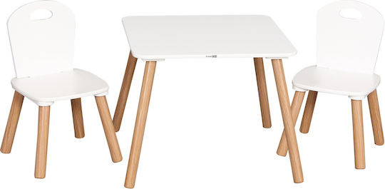 Kids Table and Chairs Set made of Wood White FreeOn