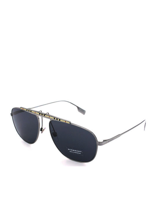 Burberry Men's Sunglasses with Silver Metallic Frame and Grey Lenses BE 3121 100387