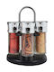 Estia Glass Tabletop Rotating Spice Rack Black 6pcs