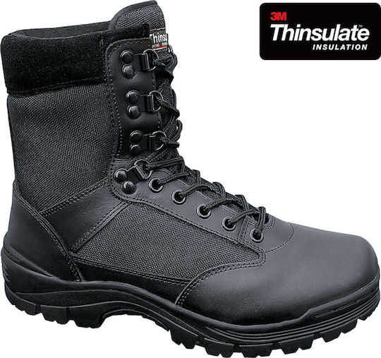 Brandit Στρατιωτικά Αρβύλα Tactical 9-Eye Leather/Naylon Αδιάβροχα Δερμάτινα Μαύρα