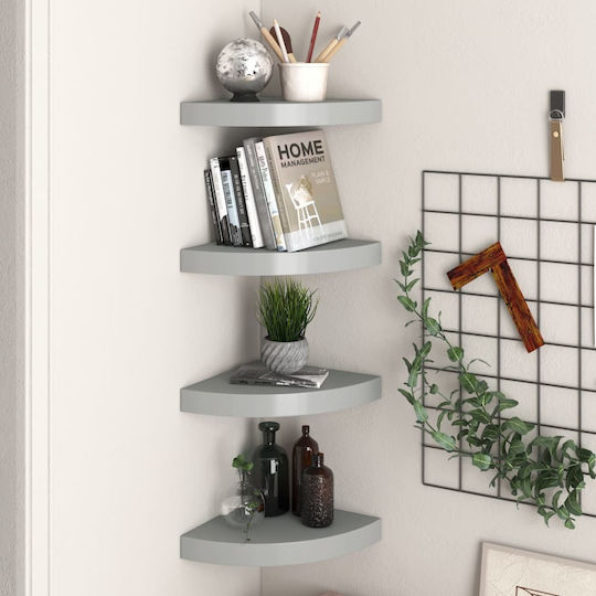 Corner Wall Shelves S/4 Grey 25x25x3.8cm