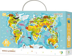 Kinderpuzzle Παγκόσμιος Χάρτης Παρατήρησης Ζώων für 5++ Jahre 80pcs Dodo