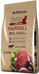 Fitmin Purity Hairball Dry Food for Adult Cats with Beef / Liver 1.5kg