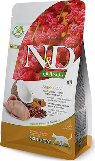 Farmina N&D Quinoa Skin & Coat Ξηρά Τροφή χωρίς Σιτηρά & Γλουτένη για Ενήλικες Γάτες με Ορτύκι 5kg