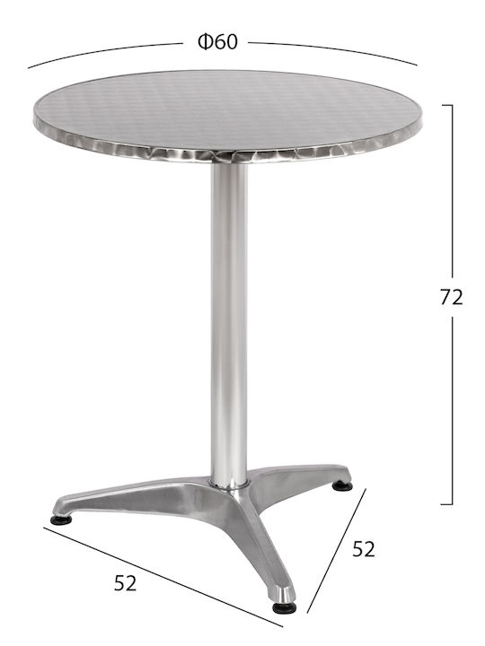 Frodo Outdoor Dinner Aluminum Table Silver 60x60x70cm