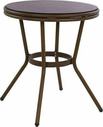Sitting Room Outdoor Free Standing Table with Glass Surface and Aluminum Frame Coffee With Glass 70x70x76cm