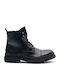 Perlamoda Men's Leather Military Boots Black