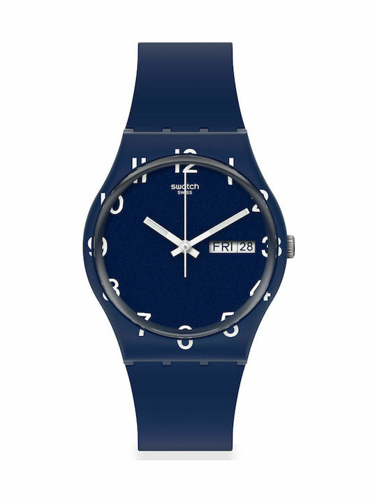 Swatch Over Blue Herrenuhr 41mm Batterie mit Blau Kautschukarmband