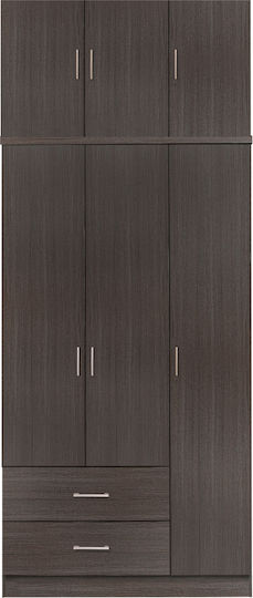 Τρίφυλλη Ντουλάπα με Πατάρι 90x42x241cm Zebrano