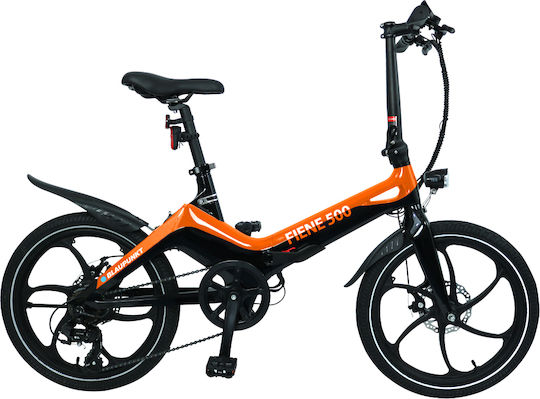 Blaupunkt Fiene 500 20" Orange Klappbar Elektrisch Citybike mit 6 Gänge und Scheibenbremsen