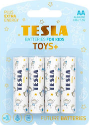 Tesla Batteries 4 Pack Alkaline Batteries AA Toys+ Blue 1.5V