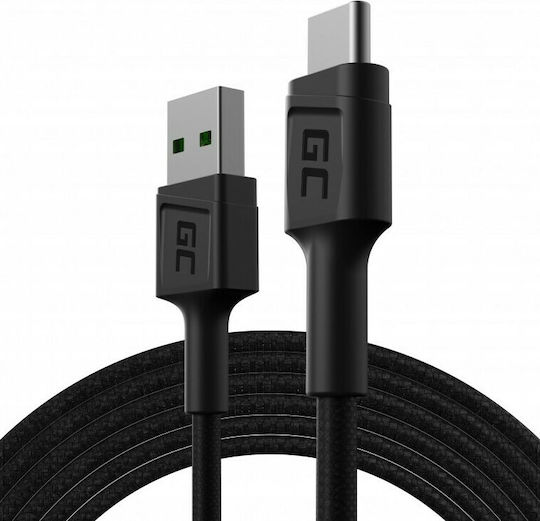 Green Cell PowerStream Braided USB 2.0 Cablu USB-C bărbătesc - USB-A 60W Negru 2m (KABGC19)