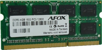 Afox 4GB DDR3 RAM με Ταχύτητα 1600 για Laptop