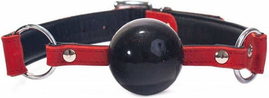 Devil Sticks Silicone Ball Gag Nubuck Leather Намордник в Червен Цвят