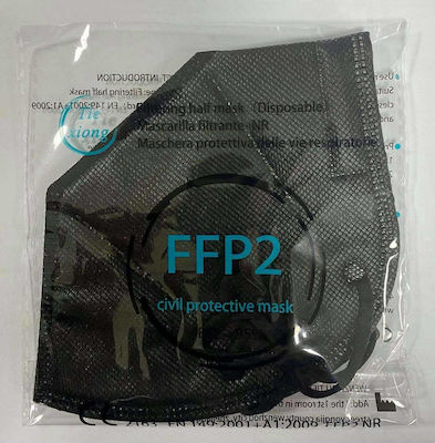 Tiexiong FFP2 Civil Protective Mask BFE >95% Μαύρο 1τμχ